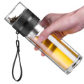 Portable Borosilicate Glass Water Bottle with Stainless steel infuser